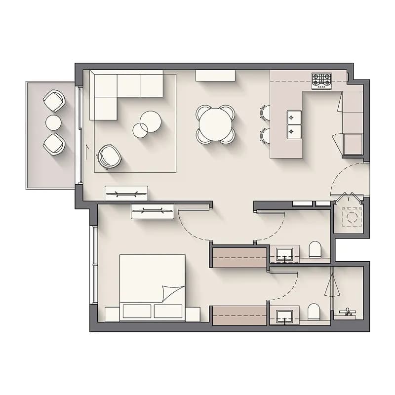 Windsor House 2 – 1 BR floor plan