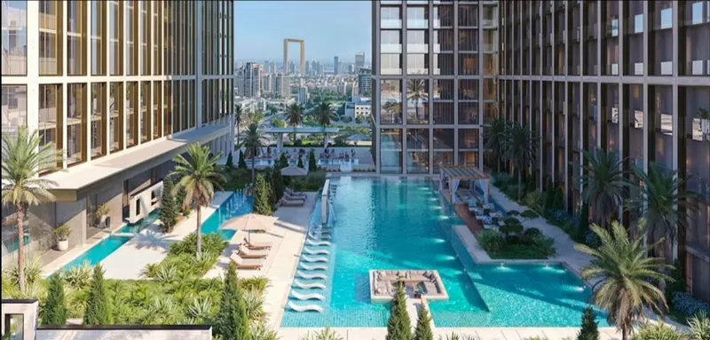 Binghatti Spectre swimming pool in Al Jaddaf Dubai